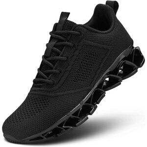 Women's Sport Gym Walking Running Tennis  Athletic Sneakers All Black Shoes